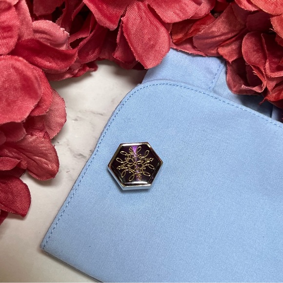 Stunning French Inspired Engraved Purple Hexagon Cufflinks - Picture 12 of 16